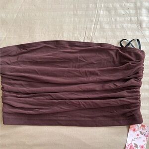 SHEIN Brown Ruched Crop Top